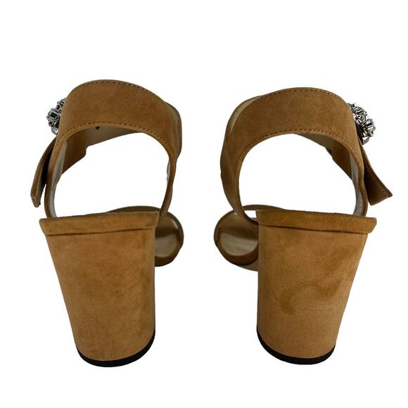 Jimmy Choo Maysa 85 Leather Mules in Caramel Crystal - Picture 14 of 15